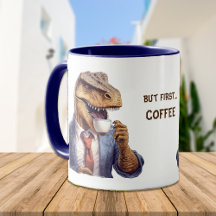 Engraçado T-Rex Dinossaur Primeiro Café