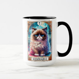 Caneca Engraçado Tarot Card Miserável Cat