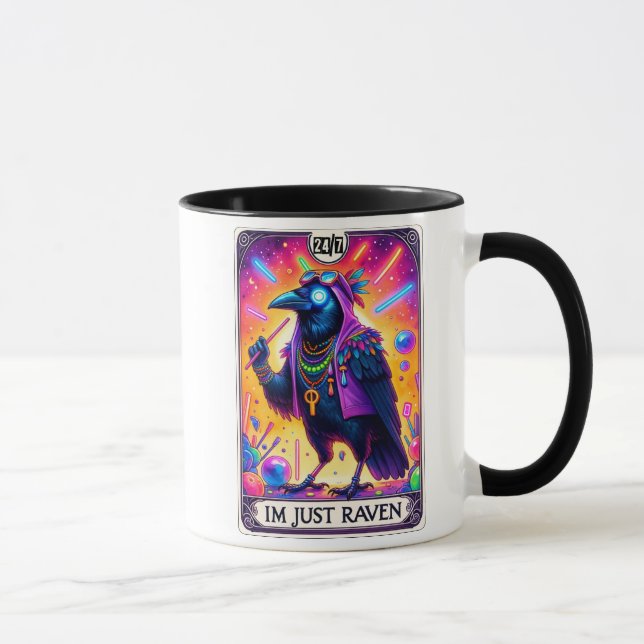 Caneca Engraçado Tarot Card, sou apenas Raven (Direita)
