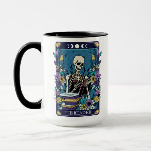 Caneca Engraçado Tarot O Esqueleto Da Placa De Leitor