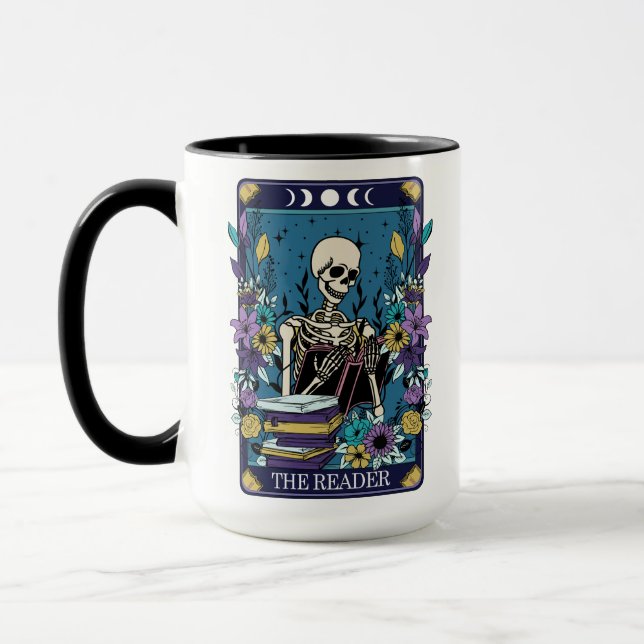 Caneca Engraçado Tarot O Esqueleto Da Placa De Leitor (Esquerda)