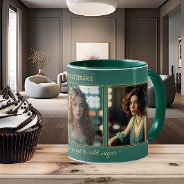 Caneca Engraçado Teal Art Deco Women Foto
