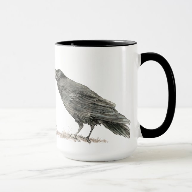 Caneca Engraçado Tem Café, Onde Está O Bolo? Ravens Bird (Direita)