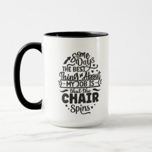 Caneca Engraçado trabalho girando cadeira
