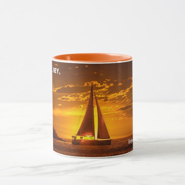 Caneca Enjoy Every Sunset - MARINA DEL REY, CA Mug (Centro)