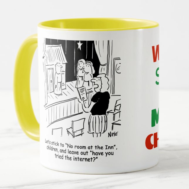 Caneca Ensaio da Peça de Natal da Escola (Nativity Play Cartoon)