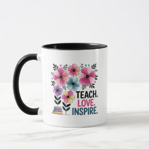 Caneca Ensinar Amor Inspire Mug   Taça Floral de Café