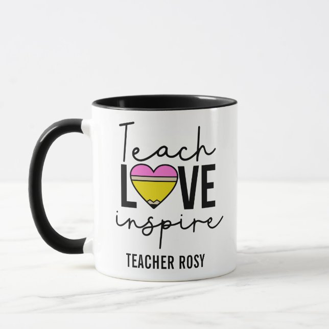 Caneca Ensinar Amor Inspire Professores Personalizados Mu (Esquerda)