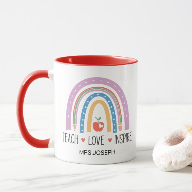 Caneca Ensine Amor Inspire Professor  (Com Donut)