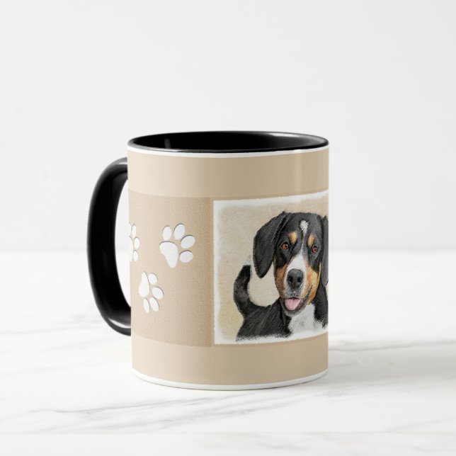 Caneca Entlebucher Mountain Dog Painting - Arte Original (Frente Esquerda)