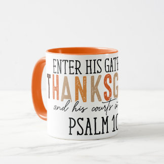 Caneca "Entre seus portões com Ação de Graças e Elogio"