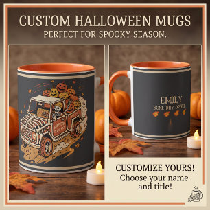 Caneca Entrega de Esqueleto de Halloween de Ossos Secos P