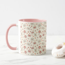 Caneca Envelopes Fofos & Corações Sem Costura do Dia dos