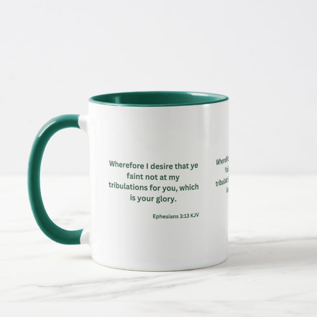 Caneca Ephesianos 3:13 Bíblia KJV Verso Mug De Dois Tons (Esquerda)