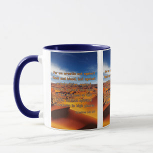 Caneca Ephesianos 6:12 KJV Bíblia Verso Pic Dois Tons
