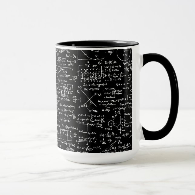 Caneca Equações da física em //preto (Direita)