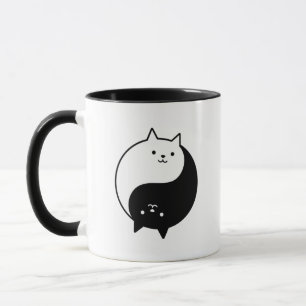 Caneca Equilíbrio perfeito entre gatos brancos e negros