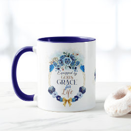 Caneca Equipado com a Grace Elegante Blue Floral Wreath