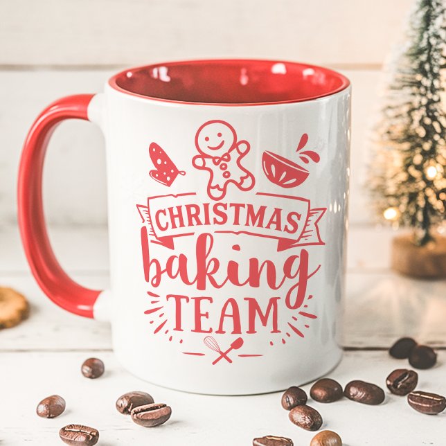 Caneca Equipe de Confeitaria de Natal Fofo Vermelho de Fe (Criador carregado)