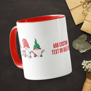 Caneca Equipe de Enfermeira Gnomo Fofa no Vermelho do Nat
