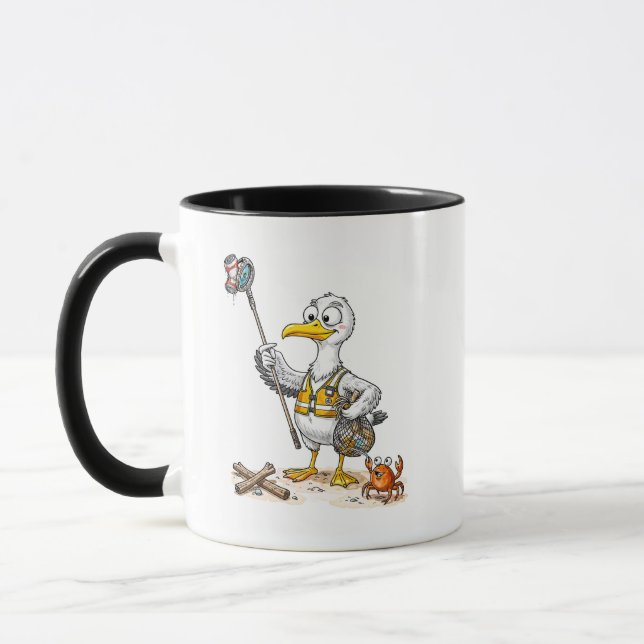 Caneca Equipe de Limpeza de Praia do Pássaro Cômico (Esquerda)