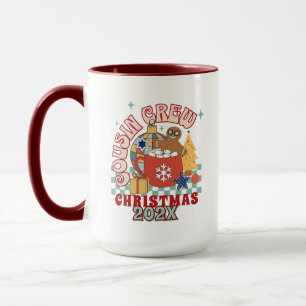 Caneca Equipe de Natal de primos retrô combinando para cr