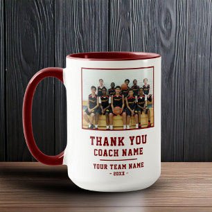 Caneca Equipe Nome Foto Vermelho Obrigado Treinador