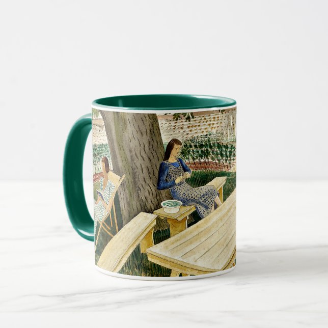 Caneca Eric Ravilious - Duas Mulheres num Jardim, (Frente Esquerda)