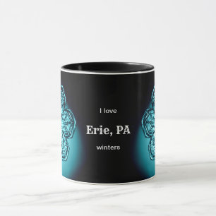 Caneca Erie PA I Love Custom City Winters Snowflake Mug