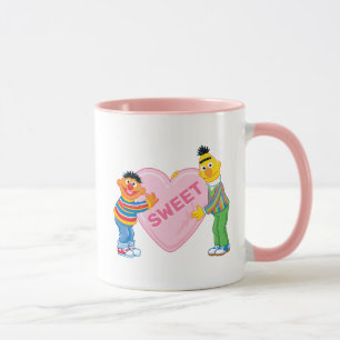 Caneca Ernie & Bert Grande Coração de Dia dos Namorados