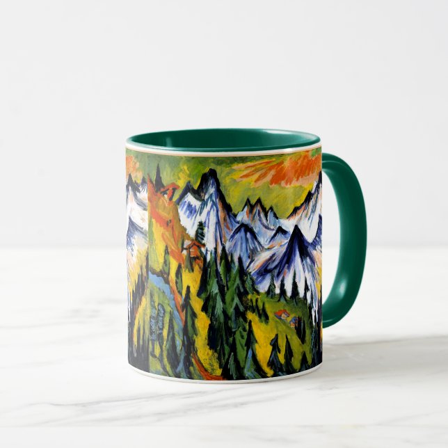 Caneca Ernst Kirchner - Berggipfel, famosa pintura, (Frente Esquerda)