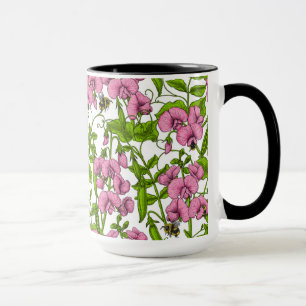 Caneca Ervilhas doces e espécimes do gênero Bombus spp., 