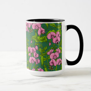 Caneca Ervilhas doces e espécimes do gênero Bombus spp., 