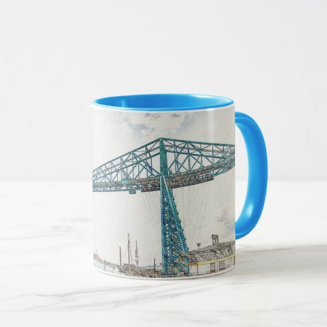 Caneca Esboço Artístico da Ponte Transportadora de Middle (Frente Esquerda)
