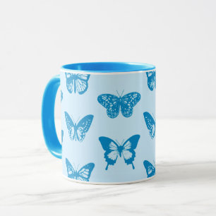 Caneca Esboço da borboleta, azul-ceruliano e azul-céu