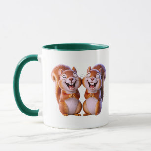 Caneca Esboço de Esquilos Amigos Rindo