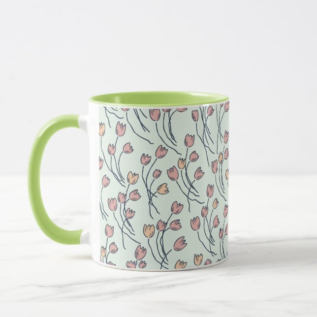 Caneca Esboço de Tulipas da Casa de Campo Retrô | Sage da (Esquerda)