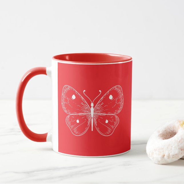 Caneca Esboço Delicado Borboleta (Com Donut)