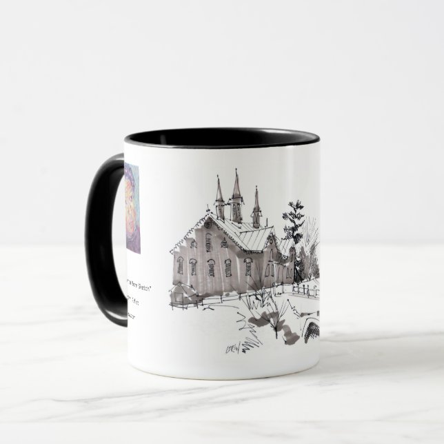 Caneca Esboço do Celeiro de Fort Hunter / Artista Larry L (Frente Esquerda)