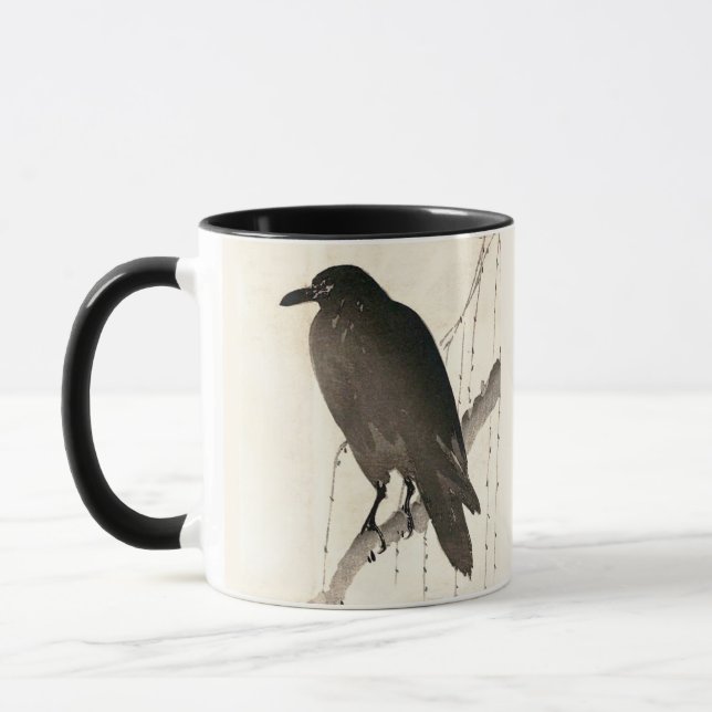 Caneca Esboço japonês de um corvo (Esquerda)