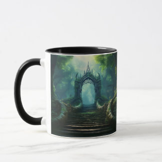 Caneca Escadas à Porta Antiga na Floresta Encantada
