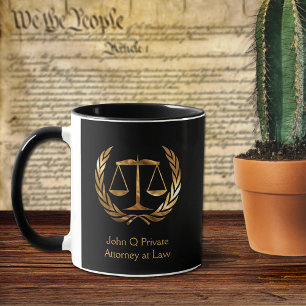 Caneca Escalas Dourados do advogado do costume de justiç