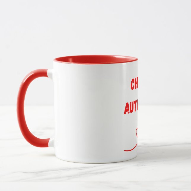 Caneca Escolha Autêntica - Arte de Linha Coração Minimali (Esquerda)