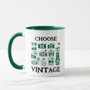 Caneca Escolha Colagem de Câmera Retro Vintage