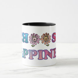 Caneca Escolha Felicidade Arco-Íris