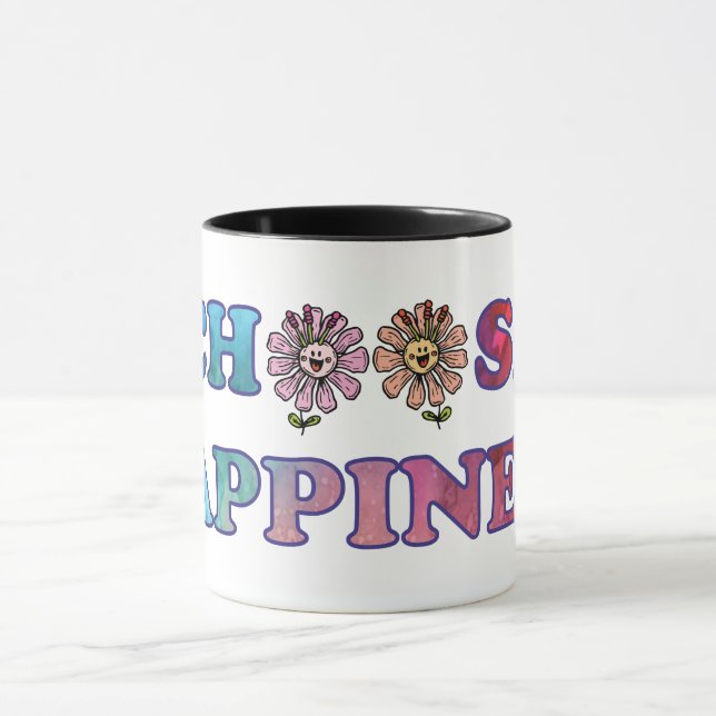 Caneca Escolha Felicidade Arco-Íris (Centro)