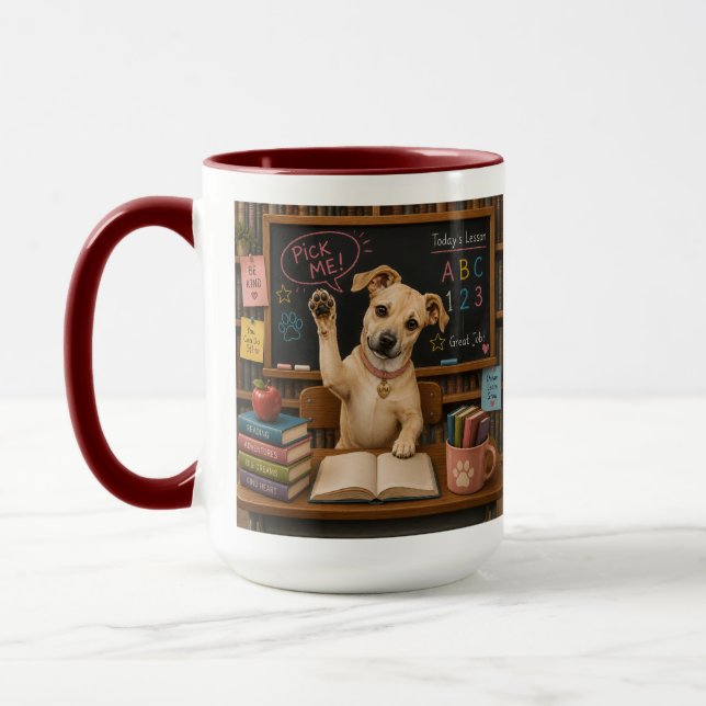 Caneca Escolha Me! Cachorro Cute da Escola Levanta Pata (Esquerda)