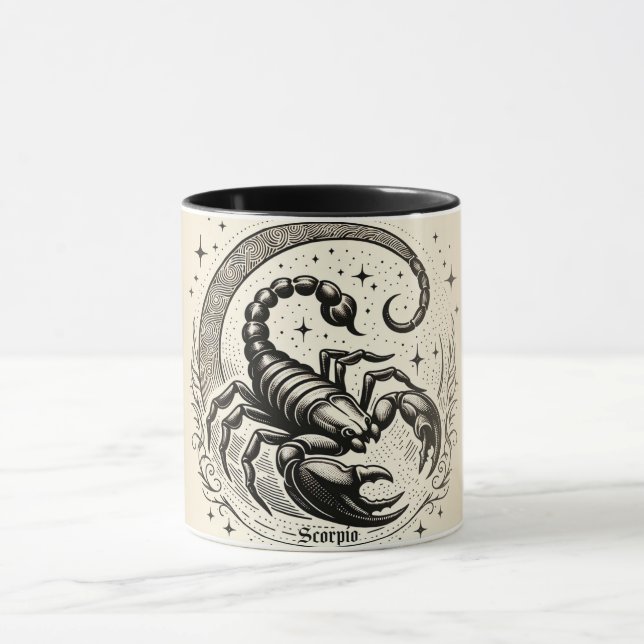 Caneca Escorpião Crescente Astrologia da Lua Zodiac Scorp (Centro)