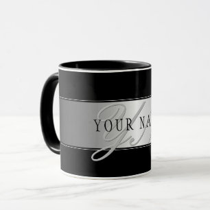 Caneca Escrita em Roteiro de Monograma Editável Elegante