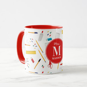 Caneca Escritório escolar e Artesanatos Monograma de Padr